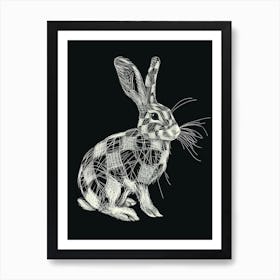 Checkered Giant Rabbit Minimalist Illustration 4 Art Print