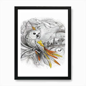 Chewy Doodle Parrot Art Print