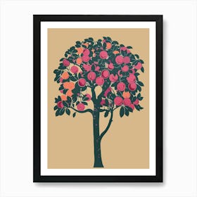 Plum Tree Colourful Illustration 1 Art Print