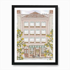 Calendar 2025 Portuguese building with lemon tree in sand and green Art Print