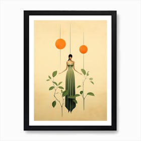 Woman In A Green Dress Art Print