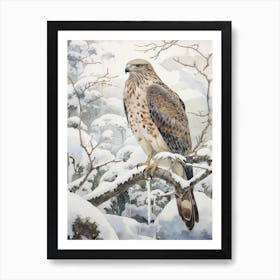 Winter Bird Painting Hawk 3 Art Print