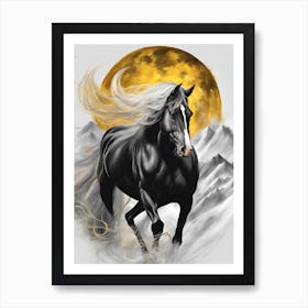 Horse In The Moonlight 7 Art Print