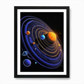 Default Neon Black Light Sgraffito Solar System 3d Illustratio 1 (4) Art Print