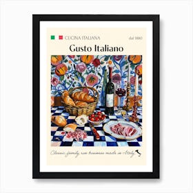 Gusto Italiano Trattoria Italian Poster Food Kitchen Art Print