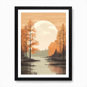 Autumn , Fall, Landscape, Inspired By National Park in the USA, Lake, Great Lakes, Boho, Beach, Minimalist Canvas Print, Travel Poster, Autumn Decor, Fall Decor 33 Art Print