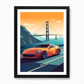 A Nissan Z In The Pacific Coast Highway Car Illustration 2 Art Print