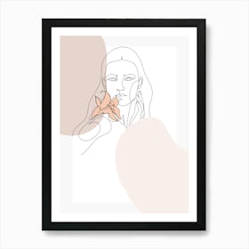 Illustration Of A Woman With Flowers Art Print