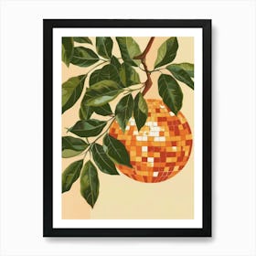 Disco Ball Orange Tree Green Leaves Kitchen Art Print