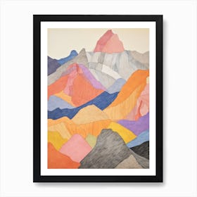 Mount Bear United States Colourful Mountain Illustration Art Print