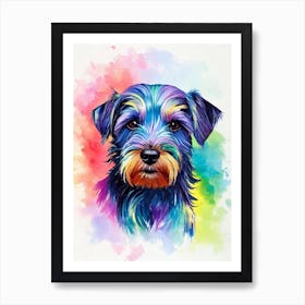 Cesky Terrier Rainbow Oil Painting Dog Art Print