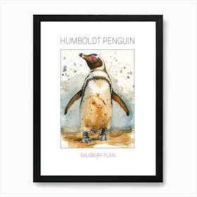 Humboldt Penguin Salisbury Plain Watercolour Painting 1 Poster Art Print