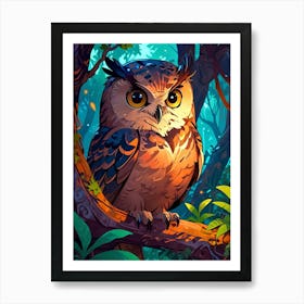 Owl In The Forest 2 Art Print