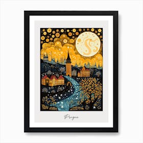 Poster Of Prague, Illustration In The Style Of Pop Art 2 Art Print