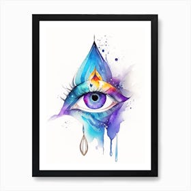 Chakra Series, Symbol, Third Eye Watercolour 1 Art Print