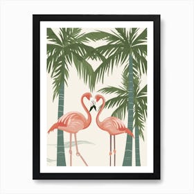 Jamess Flamingo And Coconut Trees Minimalist Illustration 3 Art Print
