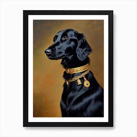 Flat Coated Retriever 2 Renaissance Portrait Oil Painting Art Print