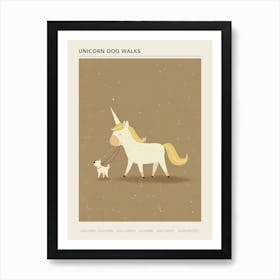 Unicorn Walking A Dog Muted Pastels 2 Poster Art Print