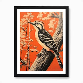 Woodpecker, Woodblock Animal Drawing 4 Art Print
