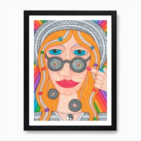 Rainbow Hippy Girl Art Print