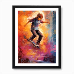 Skateboarding In Lisbon, Portugal Drawing 2 Art Print