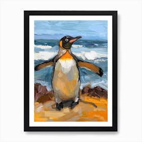 Galapagos Penguin Grytviken Colour Block Painting 3 Art Print