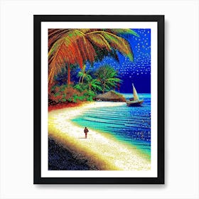 Pemba Island Tanzania Pointillism Style Tropical Destination Art Print