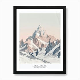 Monte Rosa Switzerland Italy Color Line Drawing 4 Poster Art Print