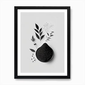 Black Sesame Spices And Herbs Retro Minimal 1 Art Print