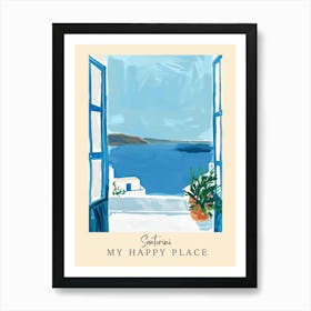 My Happy Place Santorini 1 Travel Poster Art Print