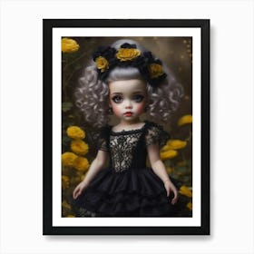 Black And Yellow Roses Art Print