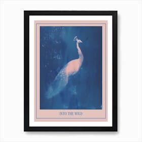 White Peacock Cyanotype Inspired Poster Art Print