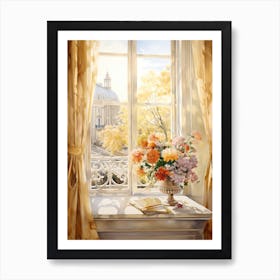 Window View Of Vienna Austria In Autumn Fall, Watercolour 1 Art Print