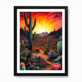 Sunset In The Desert Art Print