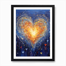 Impasto Brush Strokes Heart Outline 3 Art Print