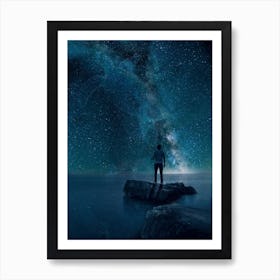 Lone Sea Turtle Galaxy Art Print