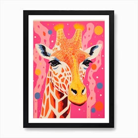 Abstract Giraffe Yellow & Pink Pattern 1 Art Print