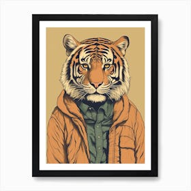 Tiger Illustrations Wearing A Shirt 3 Art Print