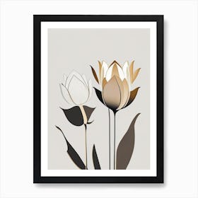 Lotus Flowers In Park Retro Minimal 5 Art Print