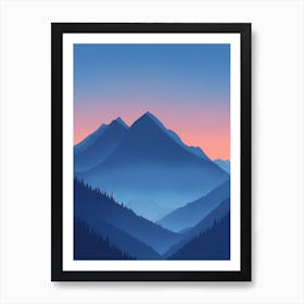 Misty Mountains Vertical Composition In Blue Tone 102 Art Print