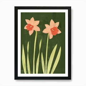 Pink & Green Daffodil 3 Art Print