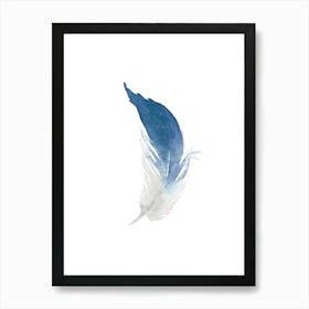 Watercolor illustration 'Blue Feather' No 105B Art Print