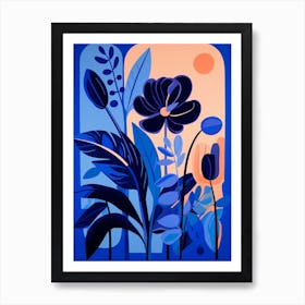 Blue Flower Illustration Bird Of Paradise Art Print