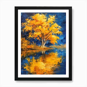 Autumn Tree By The Lake 3 Art Print