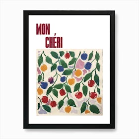 Mon Cheri Poster Cherries Matisse Style 5 Art Print