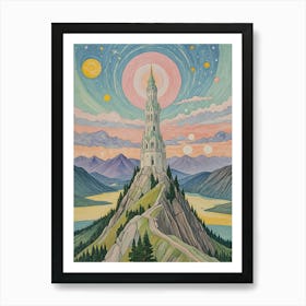 Fantasy Tower Of The Moon Art Print