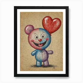 Teddy Bear With Balloon Art Print