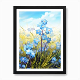 Forget Me Not In Grasslands (2) Art Print