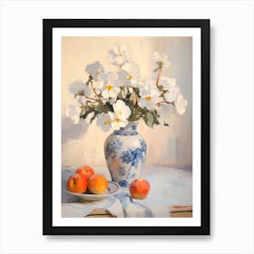 Pansy Flower And Peaches Still Life Painting 4 Dreamy Art Print