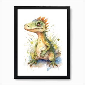 Suchomimus Cute Dinosaur Watercolour 1 Art Print